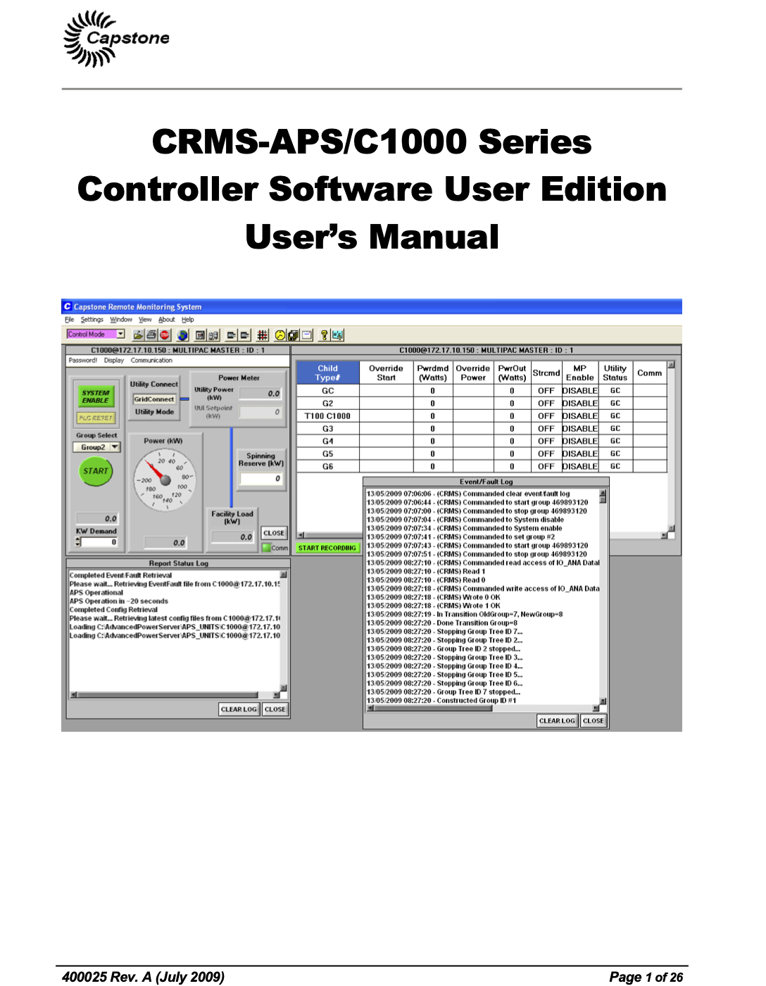400025A CRMS APS User Edition UM2009 and CRMS Maintenance Software