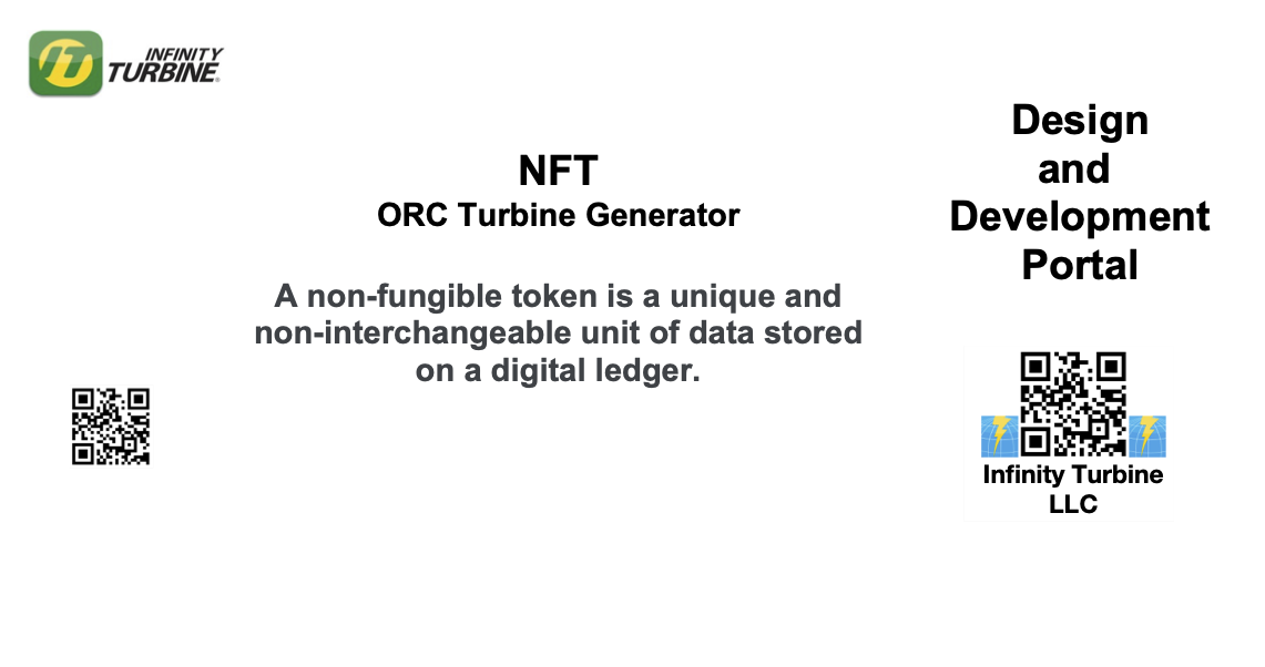 NFT (or non fungible token) is now part of the Infinity Turbine Eco System as they are offering designs as a unique licensing vehicle versus the legacy patent process